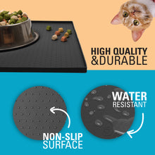 Load image into Gallery viewer, Southpaw Waterproof Pet Feeding Mat 23&quot; x 15&quot;  - Anti-Slip Water Bowl Mat with Raised Edges to Prevent Spills
