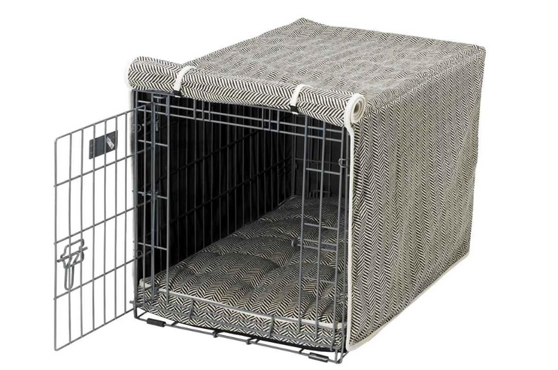 Bowsers Herringbone Luxury Crate Cover Open Box