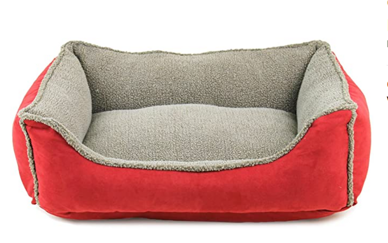 Carolina Pet Red Faux Suede/Berber Dog Bed Open Box