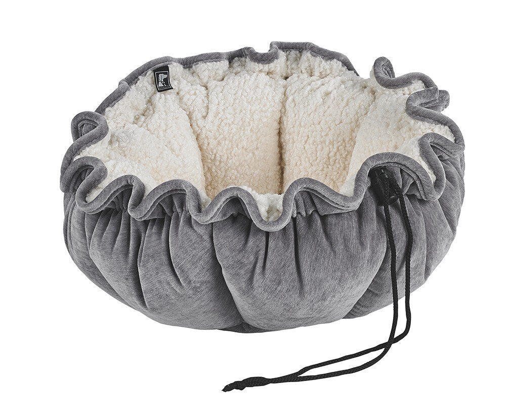 Bowsers Buttercup Bed Pumice Microvelvet (Ivory Sheepskin Inner, Pumice Piping)