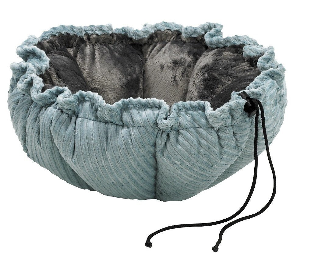 Bowsers Buttercup bed Blue Bayou Microcord (Grey Teddy Inner, Pinched Edge)