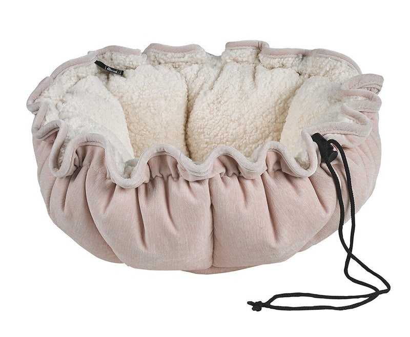 Bowsers Buttercup bed Blush Microvelvet (Ivory Sheepskin Inner, Blush Trim)
